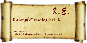 Kutnyánszky Edit névjegykártya